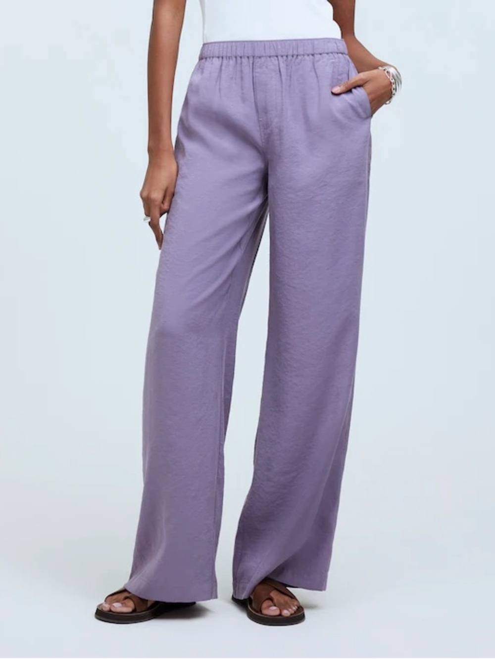 NWOT Madewell Pull-On Wide-Leg Softdrape Lavender Pants Sz M coastal mauve relax